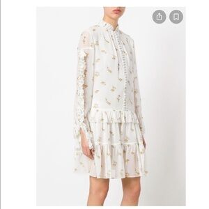 Magda Butrym cream floral silk metz dress small 4